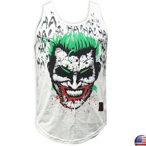 DEXMEN MEN JOKER LAUGH SMILE BATMAN CREAM TANK TOP